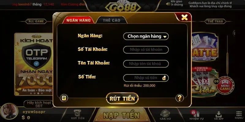 Một vài lưu ý quan trọng cần nắm khi rút tiền Go88