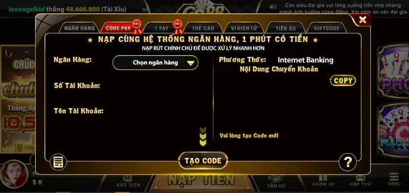 Nội quy khi thực hiện giao dịch thanh toán tại Go88