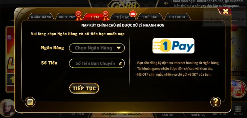 Một số lưu ý khi nạp tiền Go88