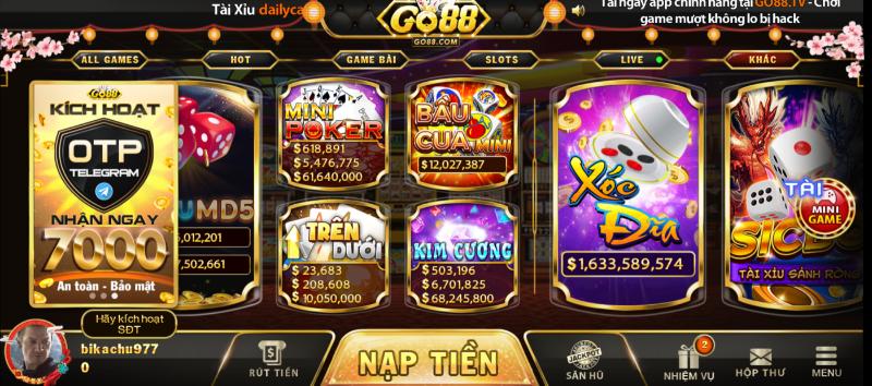 Tỉ lệ thắng cược của game kim cương Go88